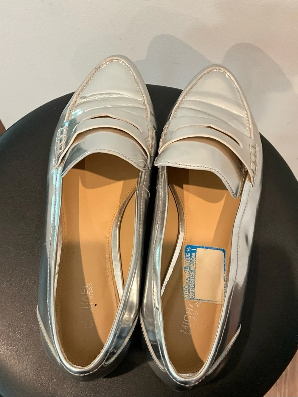 Michael Kors Metallic Silver Penny Loafers
